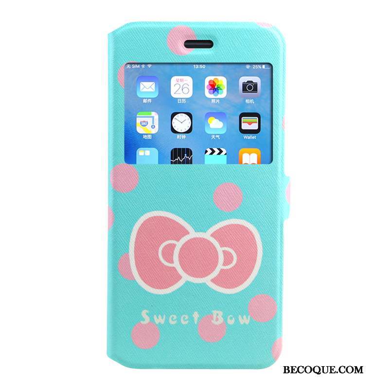 iPhone 8 Plus Coque Housse Étui En Cuir Peinture Protection Rose Dessin Animé