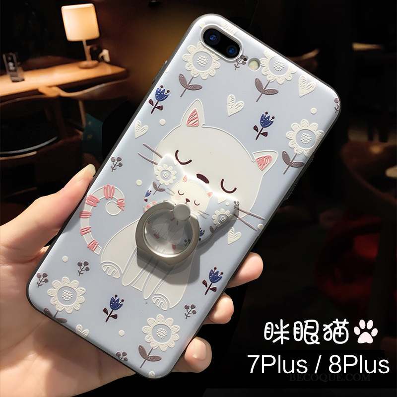 iPhone 8 Plus Coque Incassable Amoureux Gaufrage Silicone Nouveau Dessin Animé