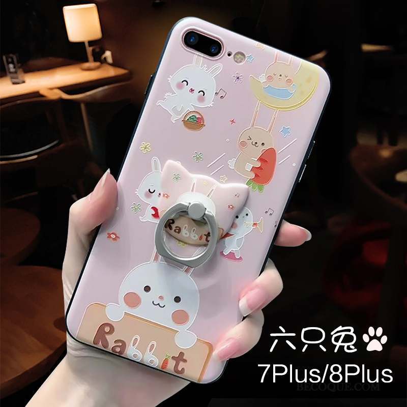 iPhone 8 Plus Coque Incassable Amoureux Gaufrage Silicone Nouveau Dessin Animé