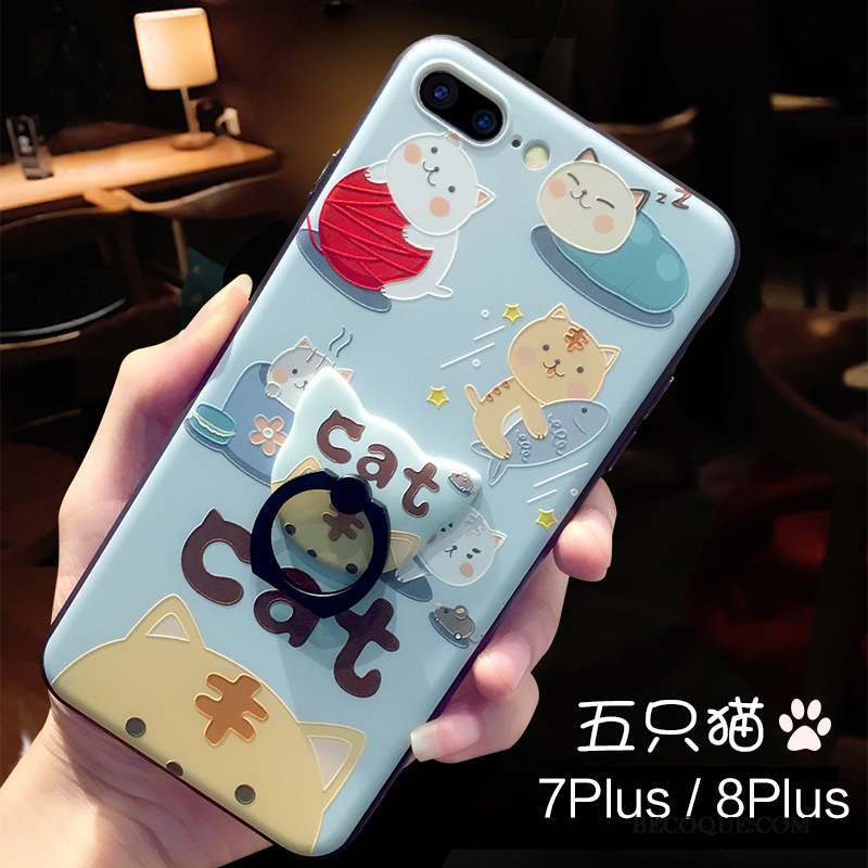 iPhone 8 Plus Coque Incassable Amoureux Gaufrage Silicone Nouveau Dessin Animé