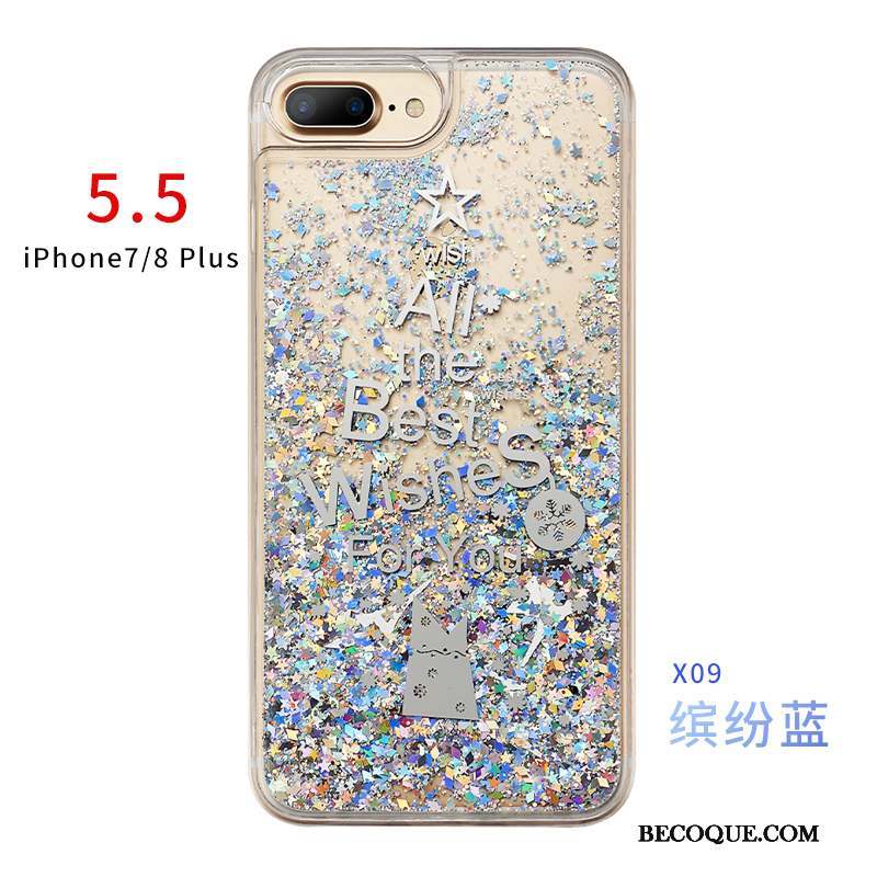iPhone 8 Plus Coque Liquide Silicone Protection Bleu Nouveau Étui