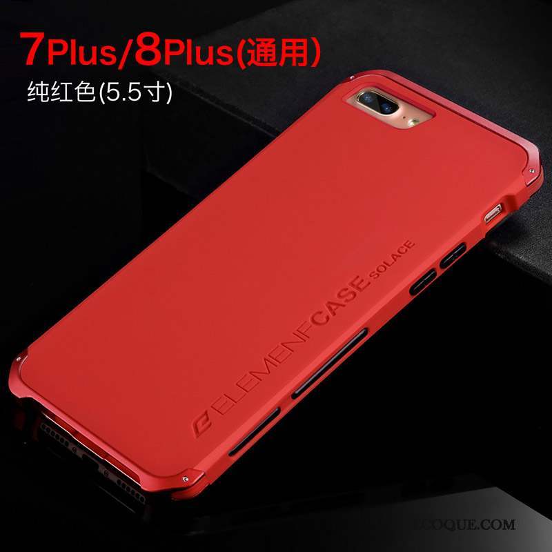 iPhone 8 Plus Coque Nouveau Tendance Incassable Métal Rouge Border