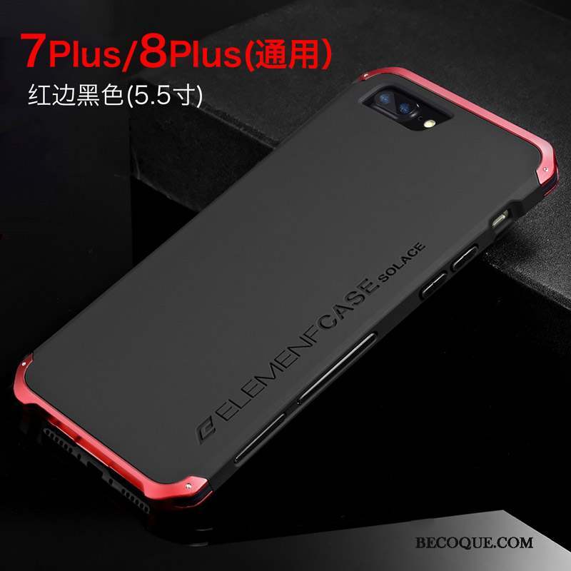 iPhone 8 Plus Coque Nouveau Tendance Incassable Métal Rouge Border