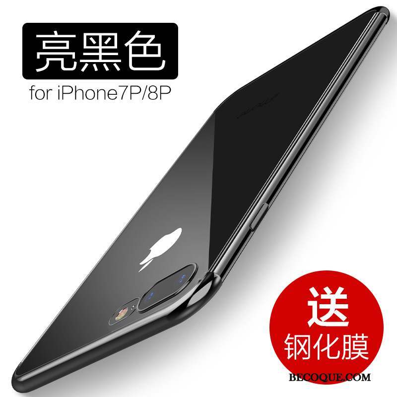 iPhone 8 Plus Coque Silicone Étui Rouge Personnalité Transparent Incassable
