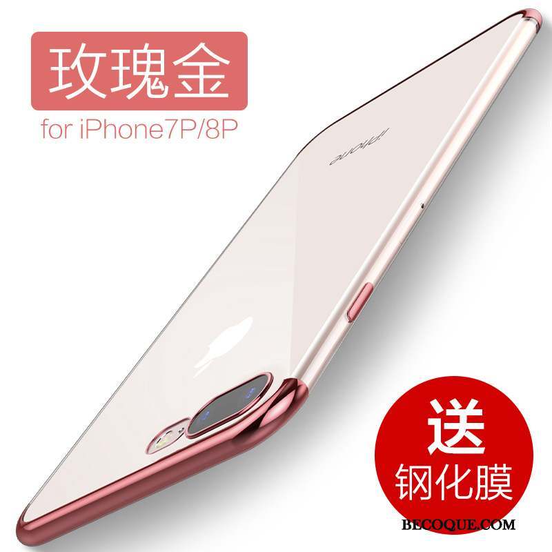 iPhone 8 Plus Coque Silicone Étui Rouge Personnalité Transparent Incassable