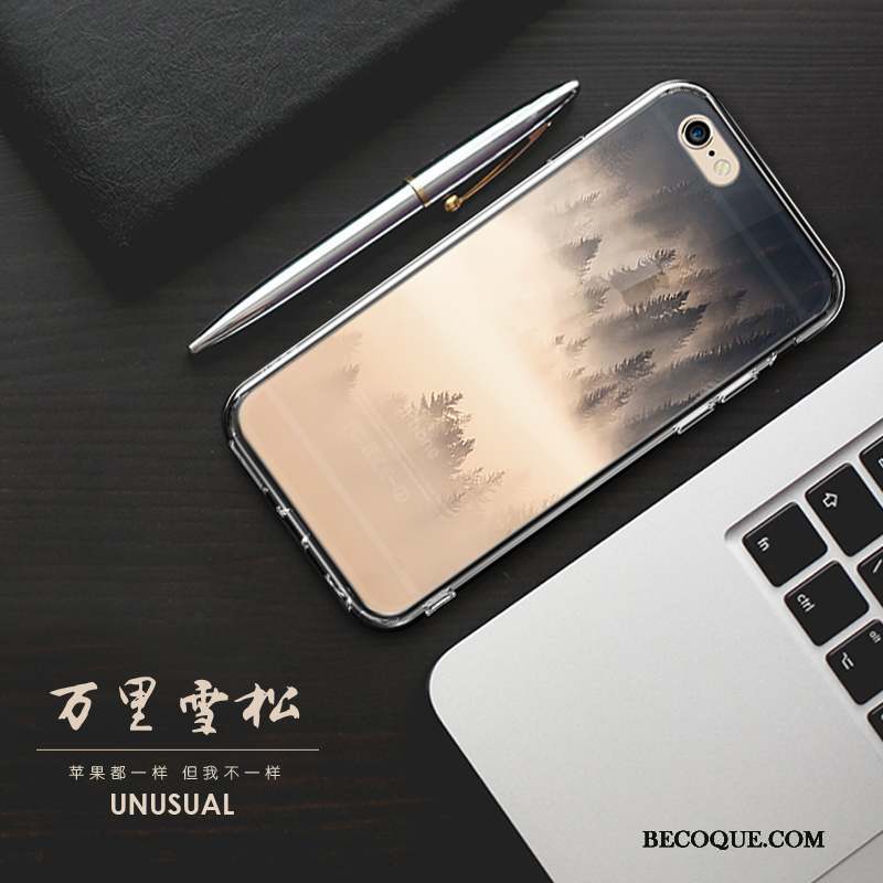 iPhone 8 Plus Coque Style Chinois Bleu Étui Tendance Personnalité Fluide Doux