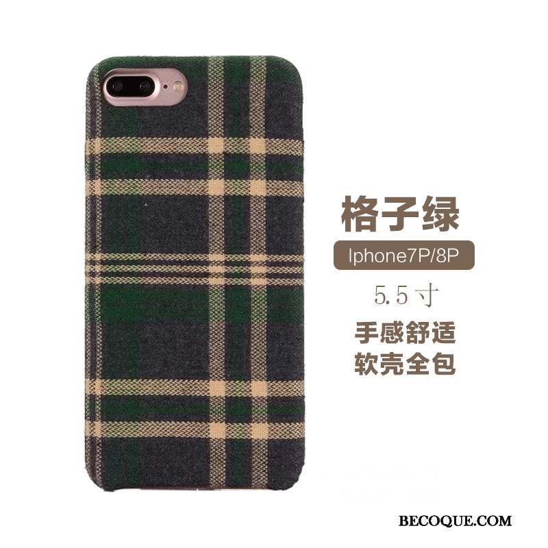 iPhone 8 Plus Coque Tout Compris Amoureux Plaid Rouge Noir Incassable