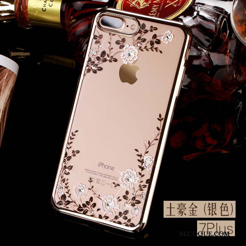 iPhone 8 Plus Coque Transparent Luxe Étui Nouveau Difficile Strass