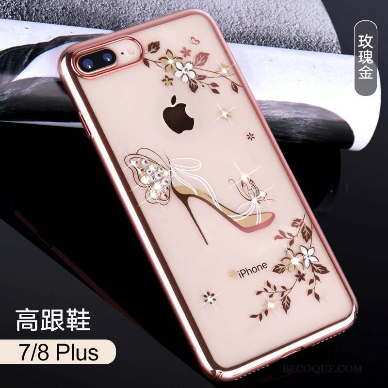 iPhone 8 Plus Coque Transparent Luxe Étui Nouveau Difficile Strass