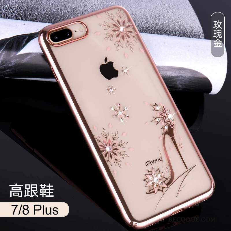 iPhone 8 Plus Coque Transparent Luxe Étui Nouveau Difficile Strass