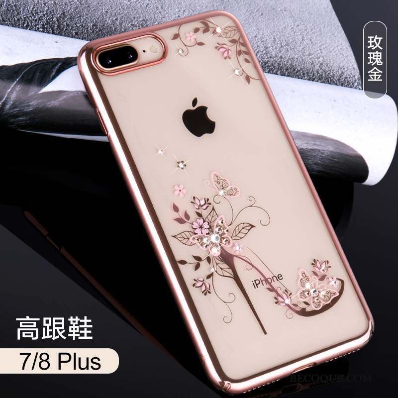 iPhone 8 Plus Coque Transparent Luxe Étui Nouveau Difficile Strass