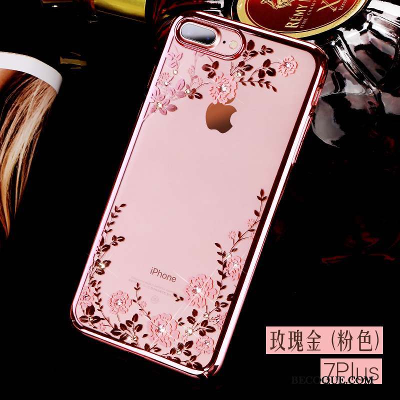 iPhone 8 Plus Coque Transparent Luxe Étui Nouveau Difficile Strass