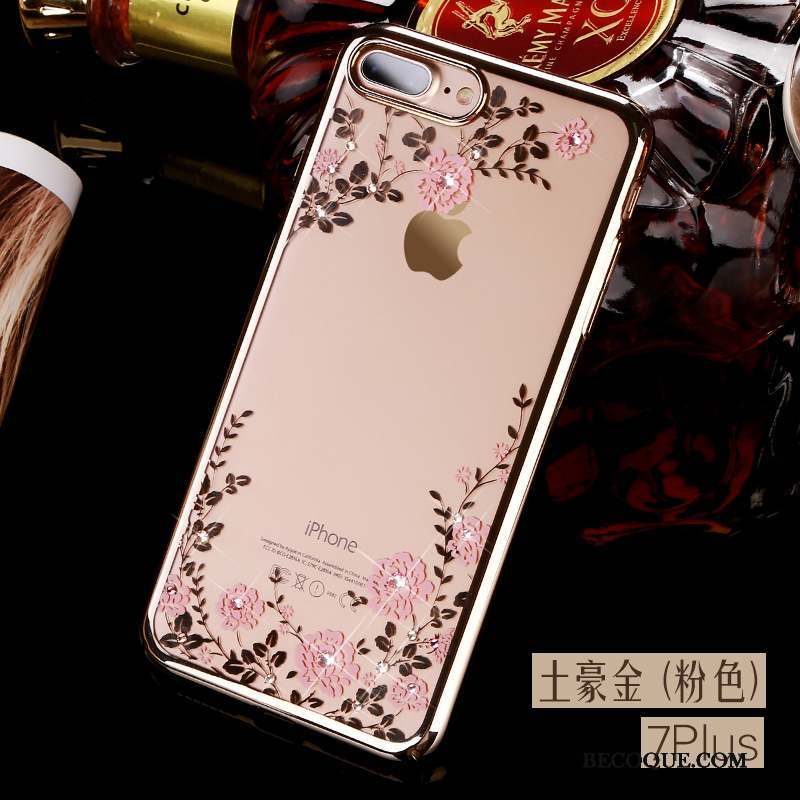 iPhone 8 Plus Coque Transparent Luxe Étui Nouveau Difficile Strass