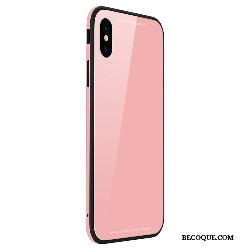 iPhone 8 Plus Coque Téléphone Portable Blanc Métal Verre Trempé Incassable Étui