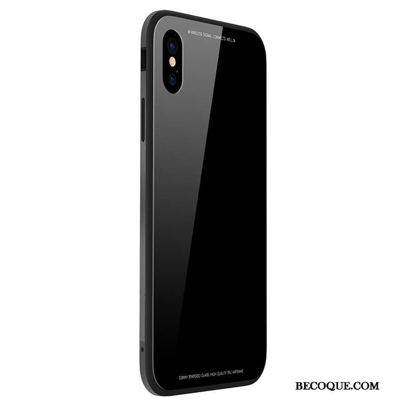 iPhone 8 Plus Coque Téléphone Portable Blanc Métal Verre Trempé Incassable Étui