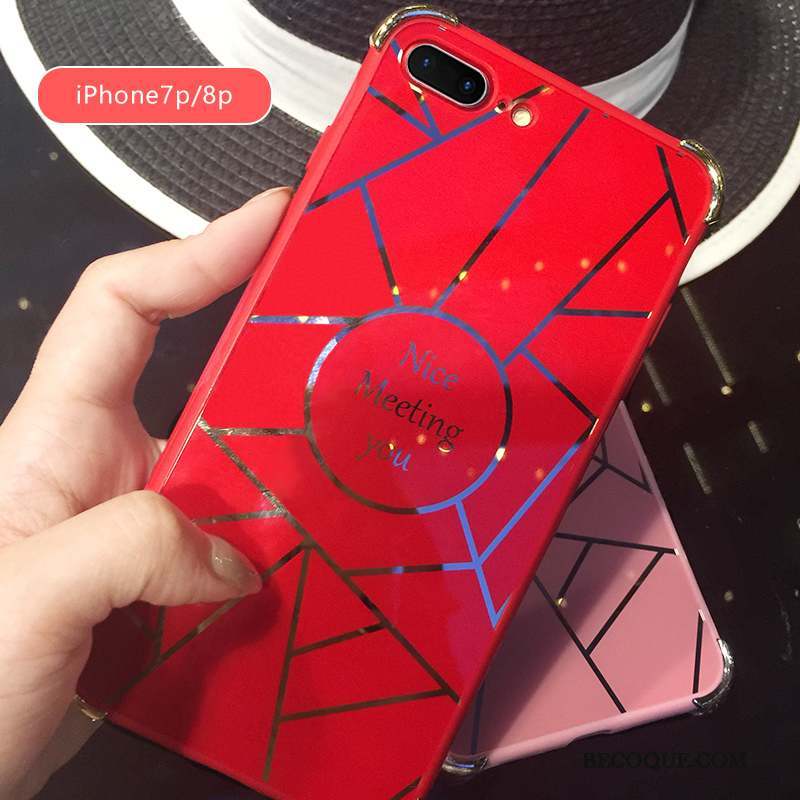 iPhone 8 Plus Coque Élégant Tendance Europe Tout Compris Rouge Miroir