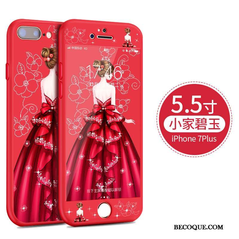 iPhone 8 Plus Dessin Animé Coque De Téléphone Rouge Incassable Fluide Doux Silicone