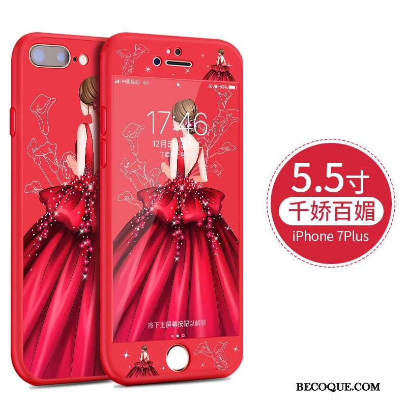 iPhone 8 Plus Dessin Animé Coque De Téléphone Rouge Incassable Fluide Doux Silicone