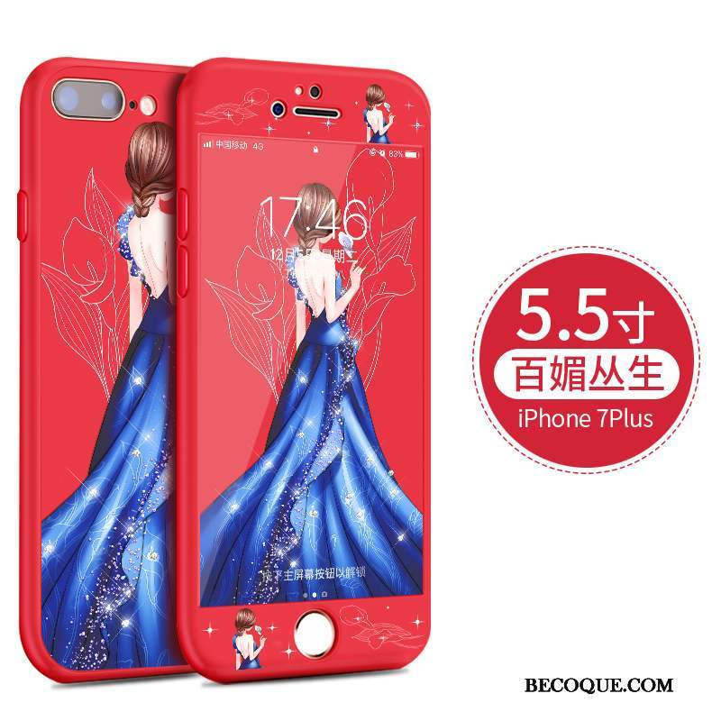 iPhone 8 Plus Dessin Animé Coque De Téléphone Rouge Incassable Fluide Doux Silicone