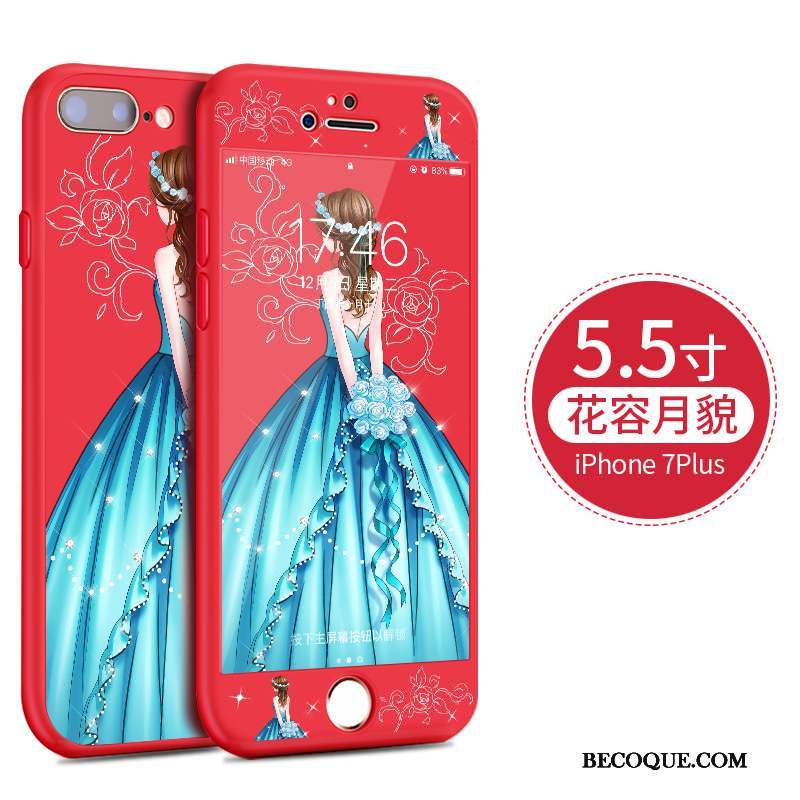 iPhone 8 Plus Dessin Animé Coque De Téléphone Rouge Incassable Fluide Doux Silicone