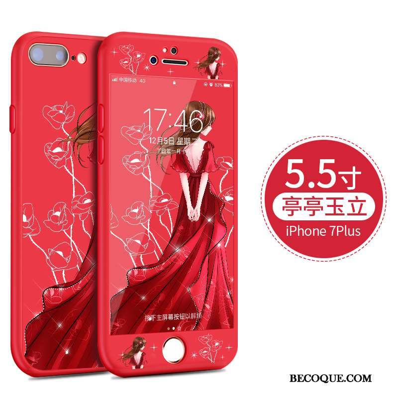 iPhone 8 Plus Dessin Animé Coque De Téléphone Rouge Incassable Fluide Doux Silicone