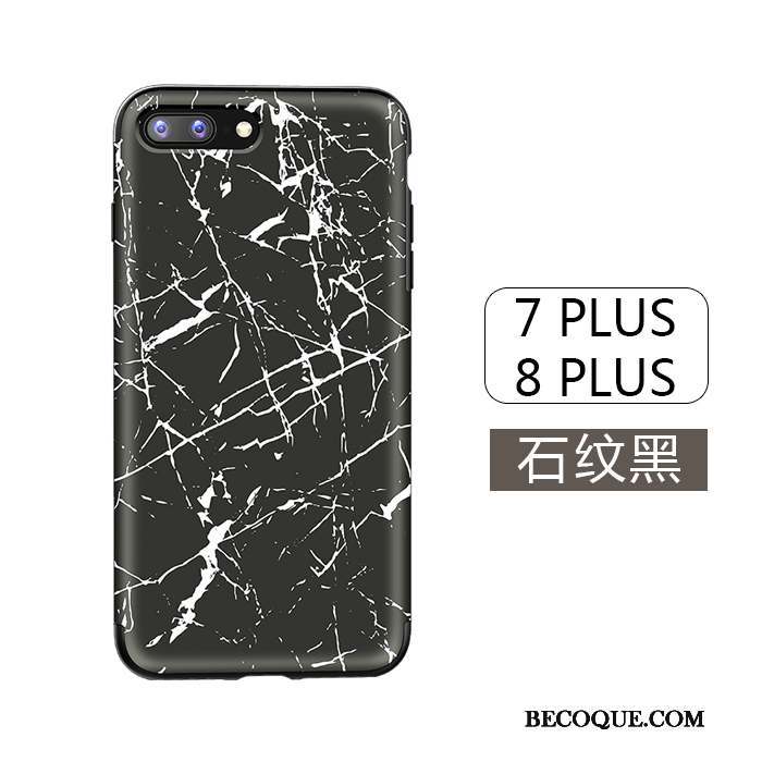 iPhone 8 Plus Grain De Bois Silicone Incassable Tout Compris Noir Coque De Téléphone