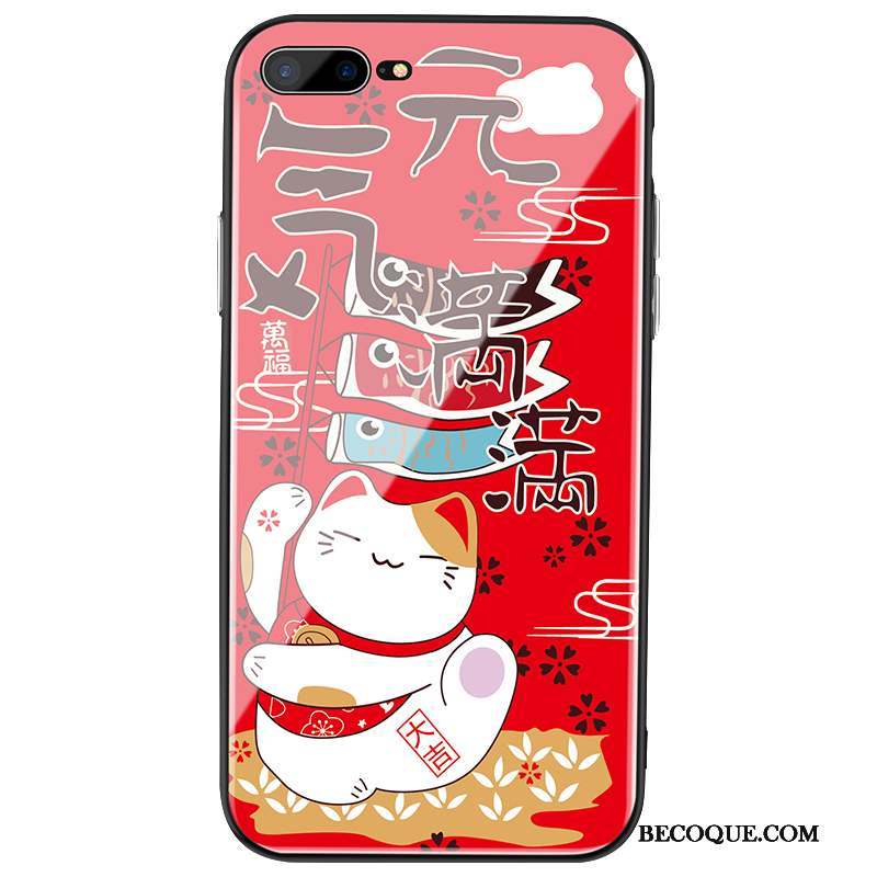 iPhone 8 Plus Incassable Verre Rouge Coque De Téléphone Chiens Chat