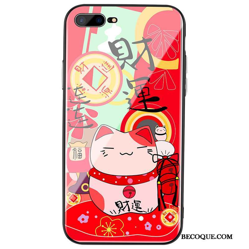 iPhone 8 Plus Incassable Verre Rouge Coque De Téléphone Chiens Chat