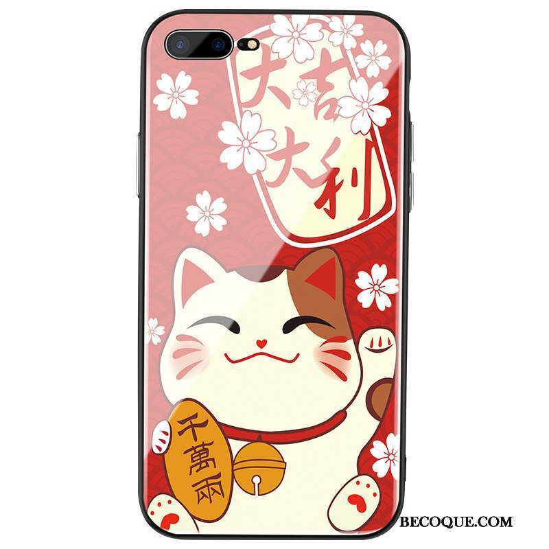 iPhone 8 Plus Incassable Verre Rouge Coque De Téléphone Chiens Chat