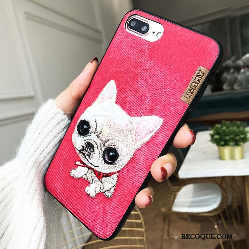 iPhone 8 Plus Nouveau Coque De Téléphone Jaune Chiens Broderie Marque De Tendance