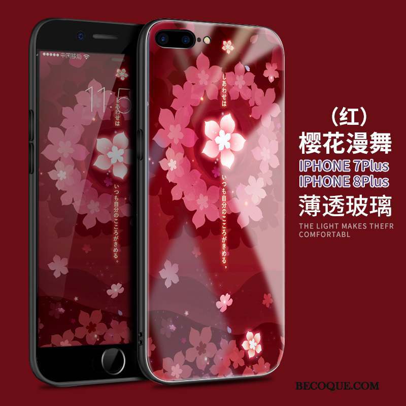 iPhone 8 Plus Nouveau Rouge Coque De Téléphone Verre Marque De Tendance Incassable