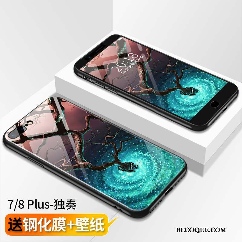 iPhone 8 Plus Nouveau Tout Compris Verre Coque De Téléphone Marque De Tendance Bleu