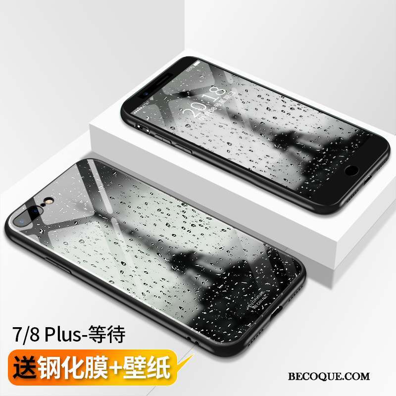 iPhone 8 Plus Nouveau Tout Compris Verre Coque De Téléphone Marque De Tendance Bleu