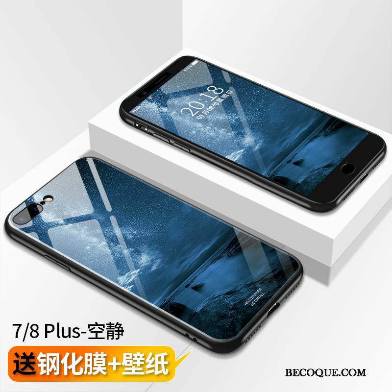 iPhone 8 Plus Nouveau Tout Compris Verre Coque De Téléphone Marque De Tendance Bleu