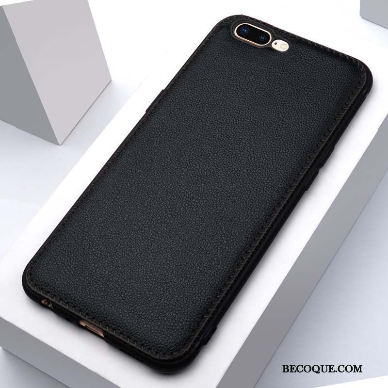 iPhone 8 Plus Protection Noir Coque De Téléphone Cuir Véritable Étui En Cuir Personnalité