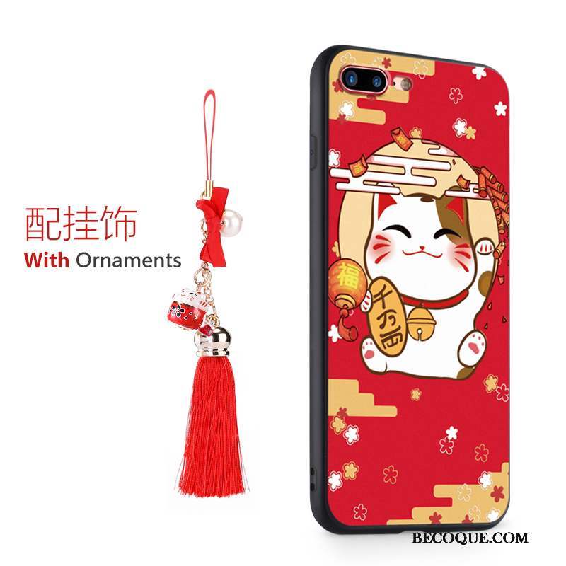 iPhone 8 Plus Richesse Rouge Ornements Suspendus Étui Coque De Téléphone Pu