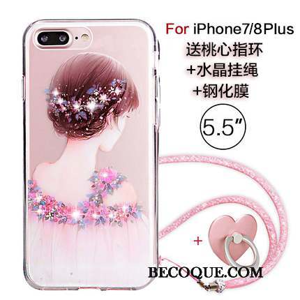 iPhone 8 Plus Rose Coque De Téléphone Ornements Suspendus Marque De Tendance Nouveau