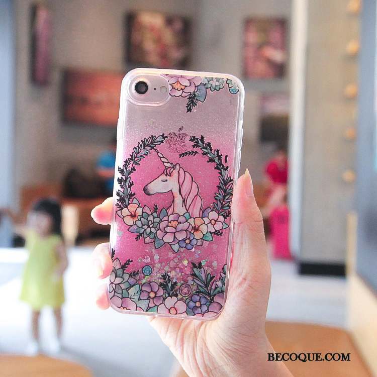 iPhone 8 Plus Rose Incassable Oiseau Coque De Téléphone Quicksand