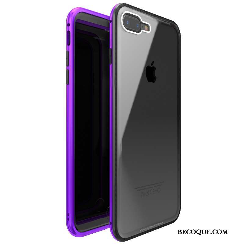 iPhone 8 Plus Rouge Métal Tout Compris Protection Coque De Téléphone Verre Trempé