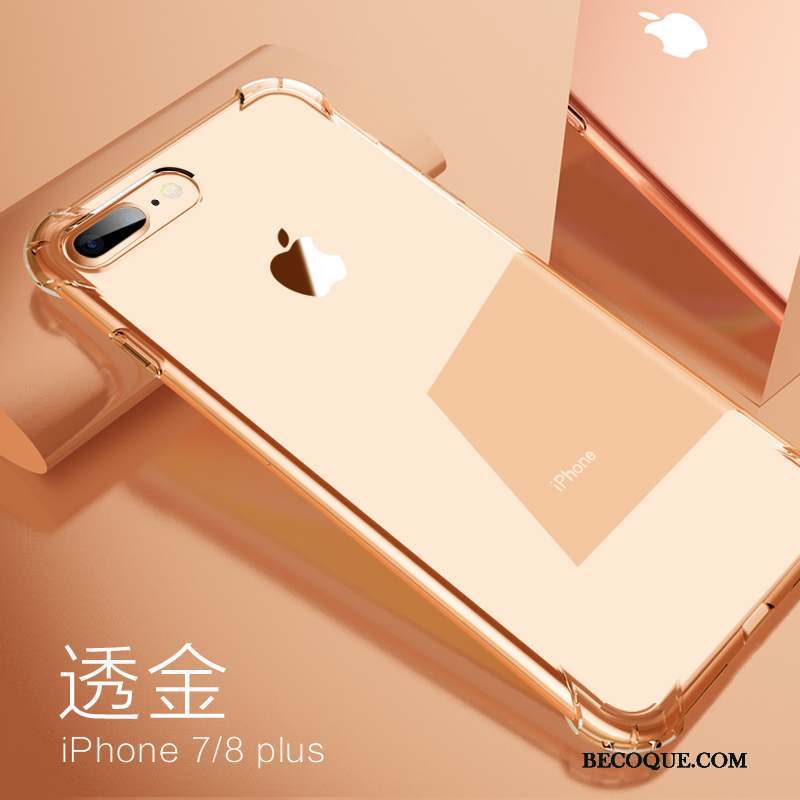 iPhone 8 Plus Silicone Coque De Téléphone Tout Compris Protection Contre Les Explosions Pu Or