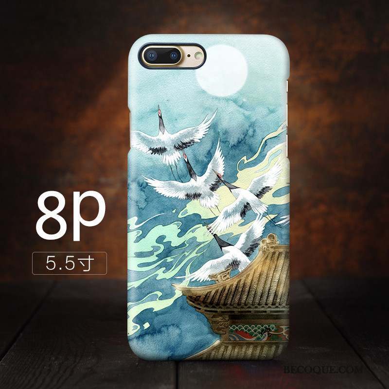 iPhone 8 Plus Style Chinois Personnalité Tendance Art Coque Délavé En Daim