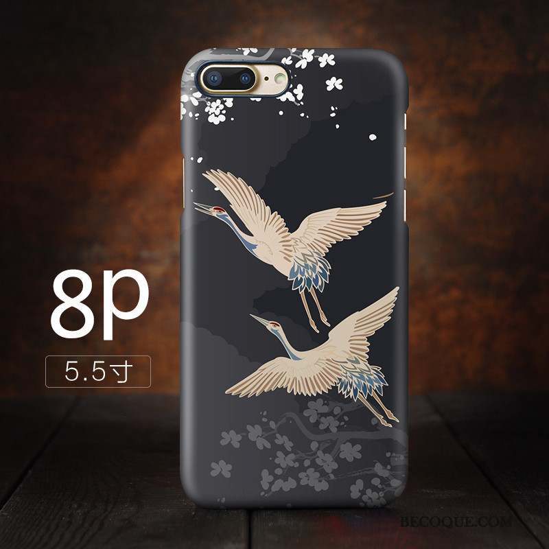 iPhone 8 Plus Style Chinois Personnalité Tendance Art Coque Délavé En Daim