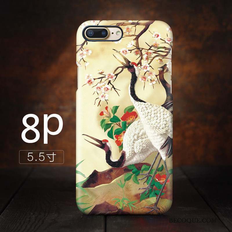 iPhone 8 Plus Style Chinois Personnalité Tendance Art Coque Délavé En Daim