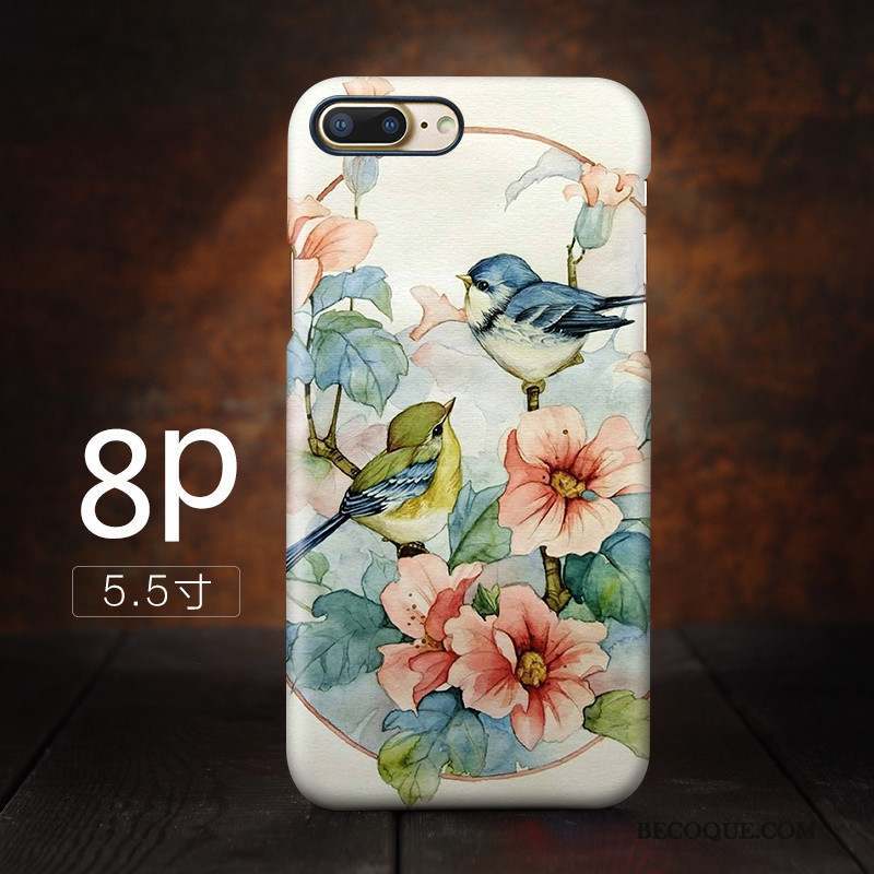 iPhone 8 Plus Style Chinois Personnalité Tendance Art Coque Délavé En Daim