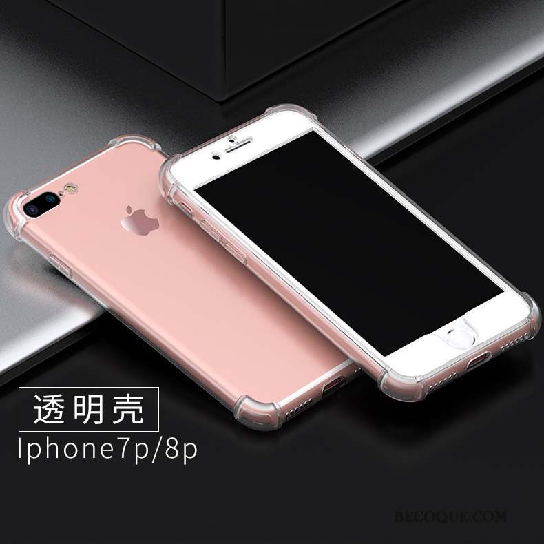 iPhone 8 Plus Tout Compris Incassable Silicone Rose Transparent Coque De Téléphone