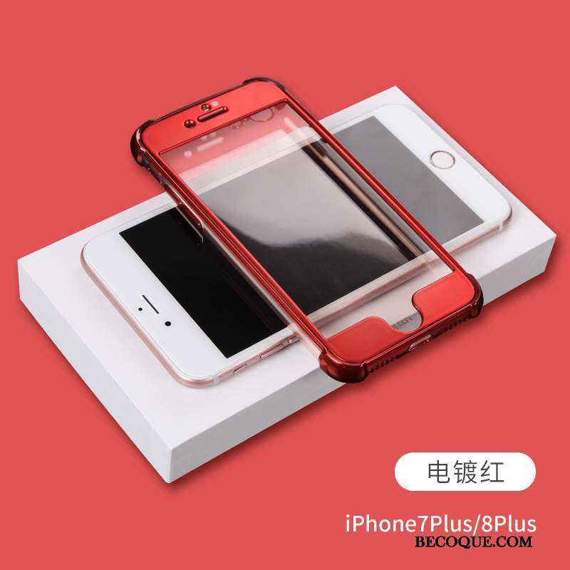 iPhone 8 Plus Tout Compris Incassable Silicone Rose Transparent Coque De Téléphone