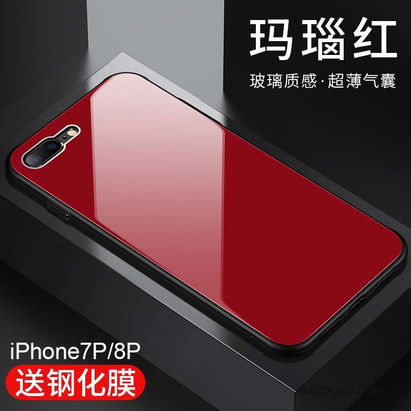 iPhone 8 Plus Verre Transparent Silicone Or Coque Difficile