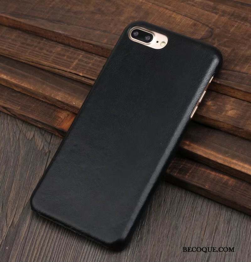 iPhone 8 Plus Étui Incassable Business Étui En Cuir Coque De Téléphone Marron