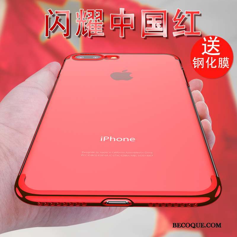 iPhone 8 Plus Étui Pu Transparent Or Rose Tendance Coque De Téléphone
