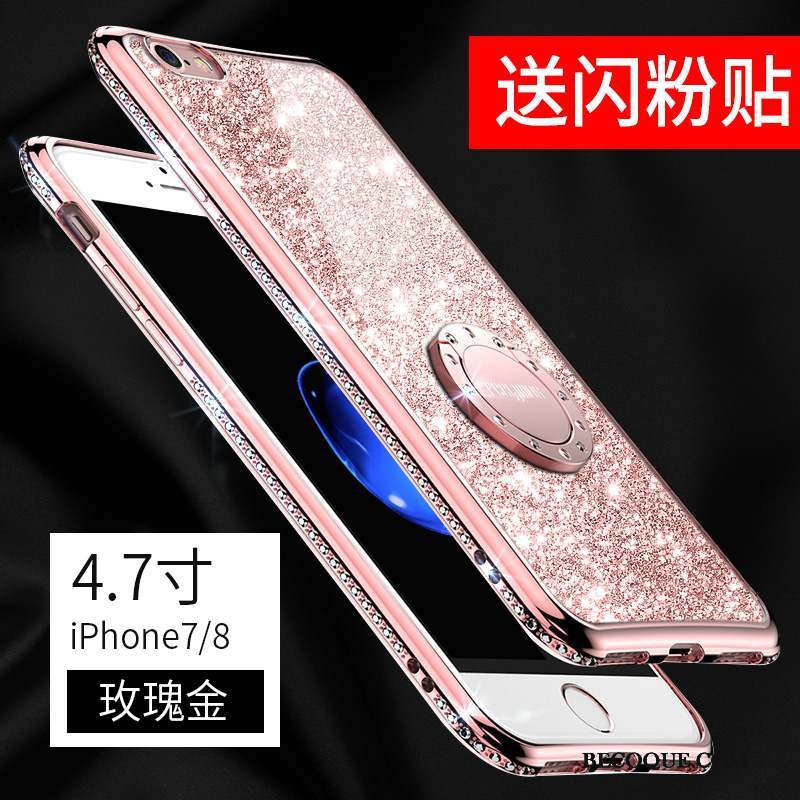 iPhone 8 Rose Marque De Tendance Coque De Téléphone Net Rouge Strass